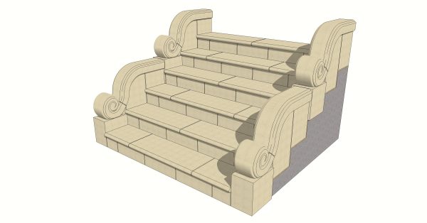 Bullnose Scroll Cast Reconstituted Stone Steps - UK Made