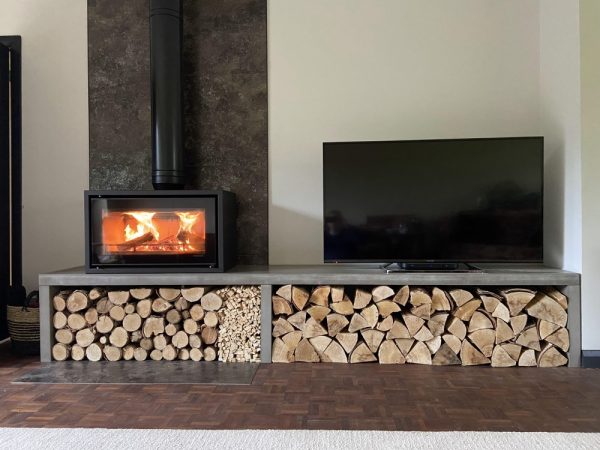 Kobocrete Southleigh Polished Concrete Fireplace Hearth Shelf TV Media Wall Unit