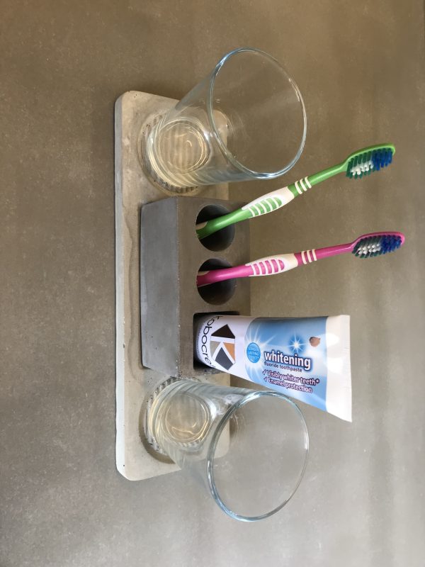 Polished Concrete Bathroom Toothbrush Holder Stand Unit