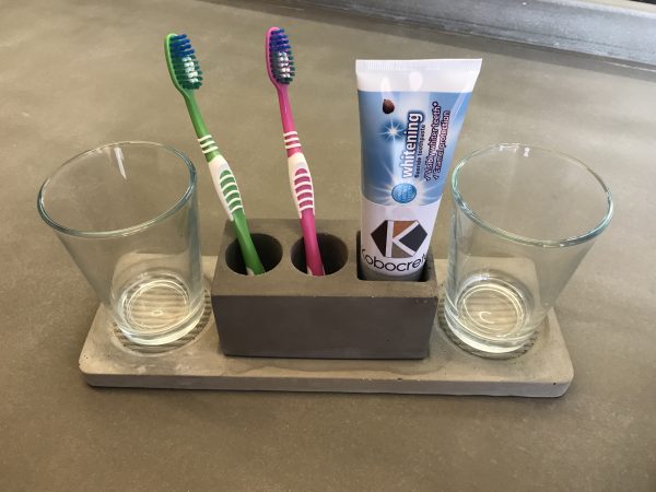 Polished Concrete Bathroom Toothbrush Holder Stand Unit | Kobocrete