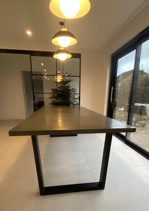 Polished Concrete Dining Table Dark Grey