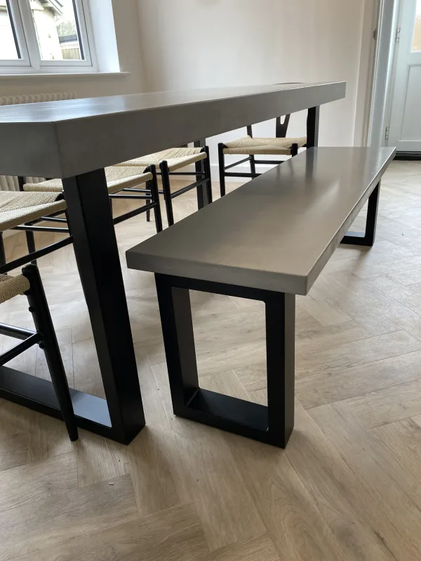 Bespoke Polished Concrete Table Top with Bench