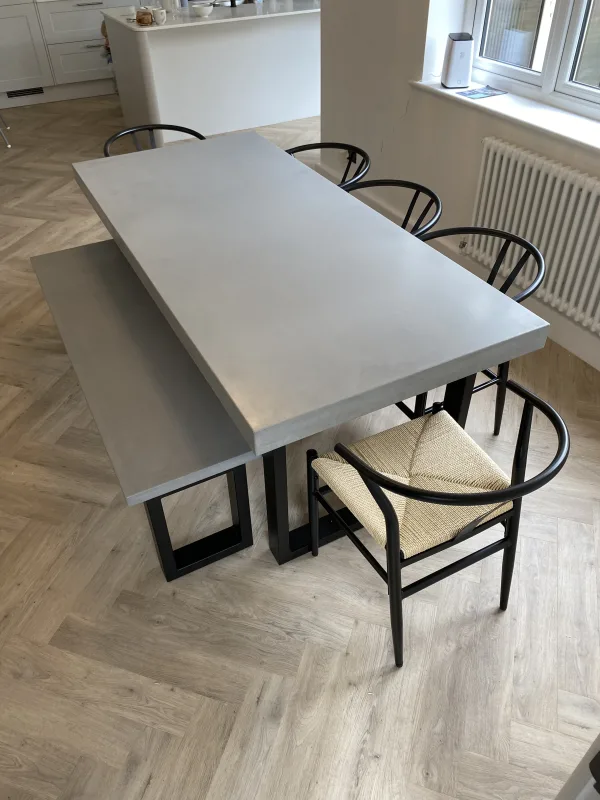 Bespoke Polished Concrete Dining Table with Bench
