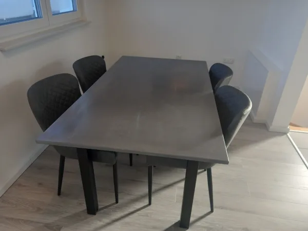 Classic Polished Concrete Dining Table Mid Grey
