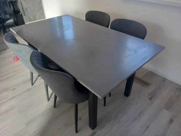 Classic Polished Concrete Dining Table Top Mid Grey